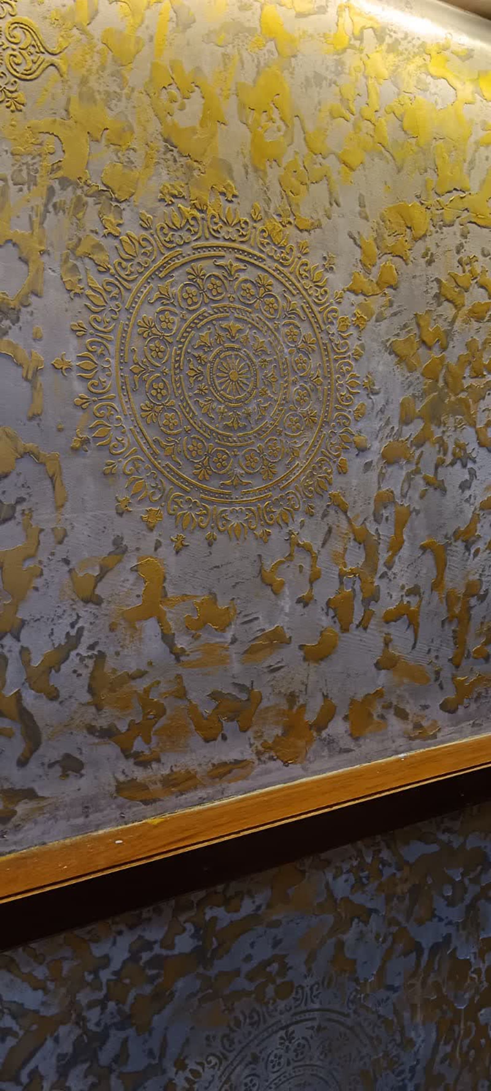 Metallic gold and silver mandala texture finish